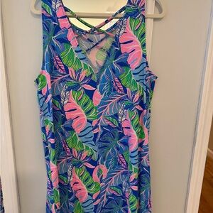 Lilly Pulitzer Blue and Pink Leaf Dress
